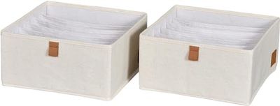 LOVE IT STORE IT Premium lådlåda 2 delar – organisatör för garderob av tyg – set om 2 med 6 fack vardera – beige – 30 x 30 x 15 cm