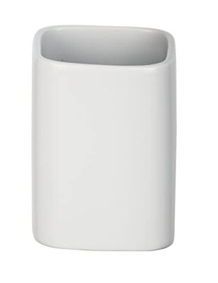 WENKO Gobelet à brosser les dents Hexa blanc mat - Porte-brosse à dents pour la brosse à dents et la pâte dentifrice, Céramique, 6.5 x 9 x 6.5 cm, Blanc