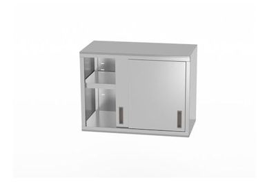 HENDI Armoire murale, armoire de cuisine, meuble de rangement, rayonnage, cabinet rangement, avec portes coulissantes, soudée, charge max. par étagère: 70 kg/m², 800x400x(H)600 mm, acier inoxydable