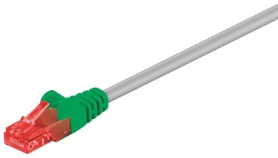 Goobay 68474 CAT 6 kruiskabel, U/UTP, grijs/groen, 2 m kabellengte