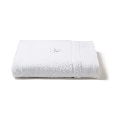Caleffi 78344 Coton brodé, Serviette de Bain, Blanc