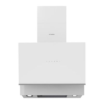 Hyundai Campana Extractora Inclinada 60cm Cristal blanco HCPD600AB. Potencia 253m3/h, Tiro Doble, 4 Velocidades, Control Táctil, Filtro apto para Lavavajillas.