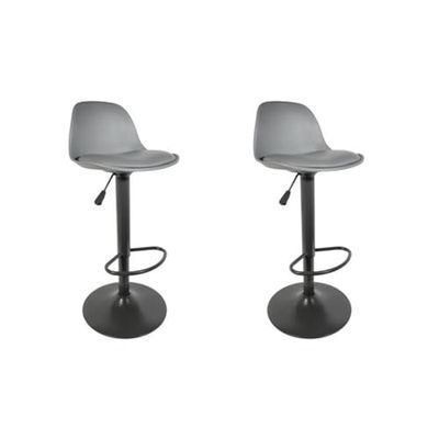 HOME DECO FACTORY Zestaw 2 krzeseł barowych Isak Grey Meble Siedzisko barowe do salonu jadalni Meble, tworzywo sztuczne PU, 38 x 41,5 x 104
