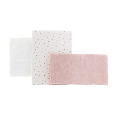 Cambrass - 3-delige beddengoedset, lakens en kussensloop, 100% katoen, magie roze, 100 x 165 x 1 cm