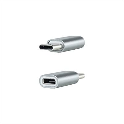 USB C mannelijk naar Micro USB vrouwelijk adapter van grijs aluminium. Ideaal voor het aansluiten van micro-USB-apparaten op USB-C-poorten. Compact en robuust ontwerp voor dagelijks gebruik.