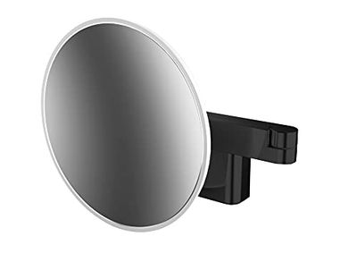 Emco Evo 109513331 Miroir cosmétique Rond avec éclairage Mural grossissant 3 Positions Noir Taille Unique