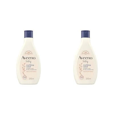 Aveeno Baby Soothing Relief Emollient Wash 250 ml (Packaging May Vary) (Pack of 2)