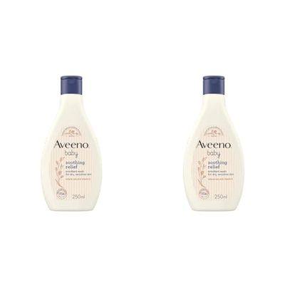 Aveeno Baby Soothing Relief Emollient Wash 250 ml (Packaging May Vary) (Pack of 2)