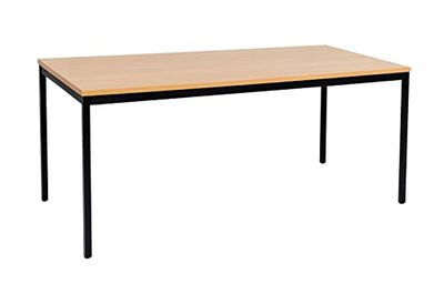 furni24 Table de bureau en acier - 200 x 80 x 75 cm - Hêtre - Montage facile - TÜV/GS - Table de travail, table de cuisine, table à manger, table d'imprimante, de bureau, bureau d'ordinateur, table de