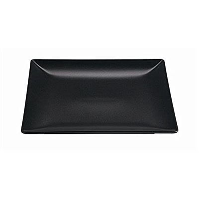 Genware NEV-B2772 Luna Square Coupe Plate, Stoneware, 18 cm, Black (Pack of 6)