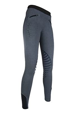 HKM Starlight, 9228, paardrijlegging met siliconen kniestukken, meisjes, grijs melange/zwart, maat 38