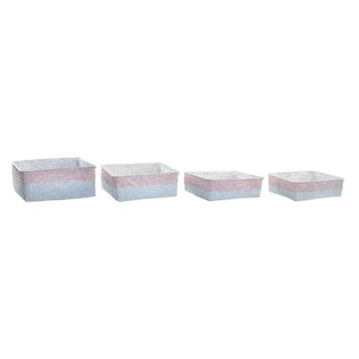 CESTA SET 4 FIBRA POLIESTER 26X26X9 BOHO BICOLOR