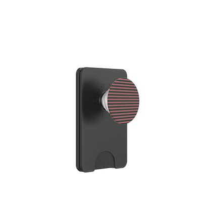 Líneas horizontales a rayas verde oscuro y rosa rayas preppy PopSockets PopWallet para MagSafe