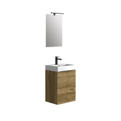 Baikal Ensemble de Meuble de Salle de Bain. Suspendu au Mur avec lavabo et Miroir Melamine 16. Meuble monté.