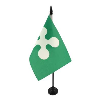 AZ FLAG - Drapeau De Table Lombardie 21x14 cm - Petit Drapeau De La Région De Lombardia De Bureau 100% Polyester Avec Hampe De 25cm Et Socle En Plastique Noir