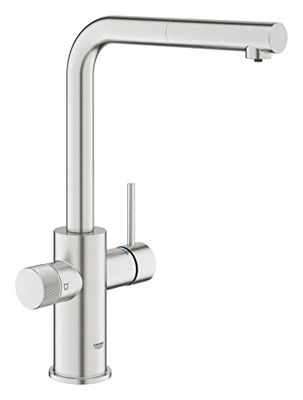 GROHE Minta 30601DC0 Robinet de cuisine (bec haut amovible, forme en L, compatible avec les kits de filtration Blue (séparément), moins de consommation d'eau), gris mat