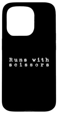 Runs with scissors | Classic 90s style design. Case for iPhone 15 Pro