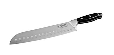 Probus 673102 Trinity Couteau Santoku 34 cm affûté à la main Premium Couteau universel Manche en plastique POM Argenté/noir