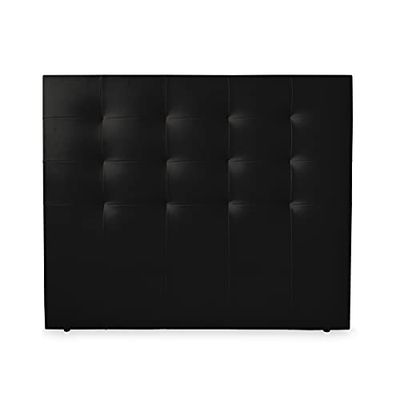 DUÉRMETE ONLINE 100 x 120 cm (pour lit de 90) Tête de lit Paris rembourrée, tapissée en Similicuir Haut de Gamme, Dimensions en Bois, Noir (CABECEROPARISPOLIPIELNEGRO007)