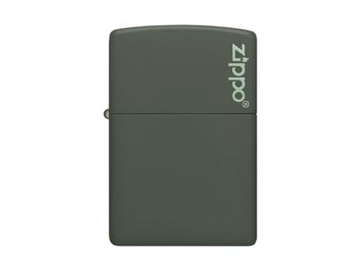 Zippo Windproof Lighter - Zippo Logo & Flame - Green Matte Finish - Refillable, Lifetime Use - Adjustable Flame - Gift Box - Metal Construction - Made in USA
