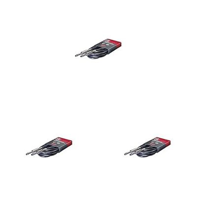 Stagg SGC15 - Cable para instrumentos (1.5 m), Derecho - Estándar, negro (Paquete de 3)