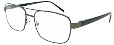 Remaldi Ready Reading Glasses Mens Womens Irvine Gun Metal 3.50 Classic with sprung hinges. Classic reading frame in gunmetal finish & black arms