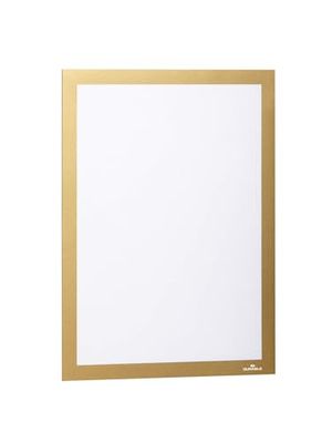 Durable 487230 Duraframe A4, Cornice Espositiva Adesiva, per Superfici Lisce e Solide, Formato A4, Confezione da 2 Pezzi, Oro