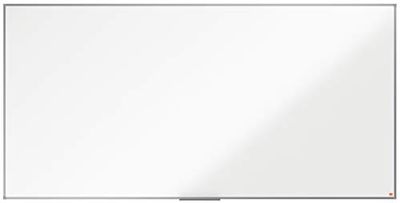 Nobo Lavagna Bianca Non-Magnetica in Melamina, 2400 x 1200 mm, Cornice in Alluminio, Sistema di Montaggio ad Angolo, Incl. Vaschetta Porta Accessori, Gamma Essence, Bianco, 1915223
