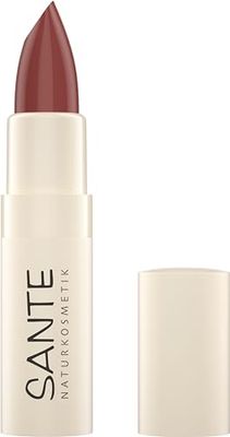 SANTE Naturkosmetik Moisture Lipstick 04 Hazel Nude, pielęgnująca pomadka z kwasem hialuronowym, efekt pulchny i sepilift, pielęgnacja ust dla gładkich ust w chłodnym odcieniu czerwieni, 4,5 g