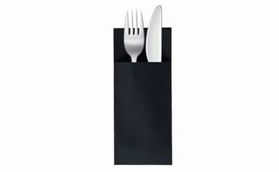 VelaHub Soft Point - Lot de 50 serviettes jetables pour couverts - De qualité supérieure - 32 x 38 cm - Noir