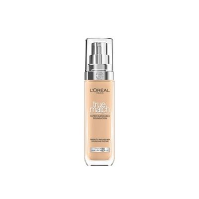 Base líquida True Match de L'Oreal Paris, para cuidados da pele com ácido hialurónico SPF 17, disponível em 40 tons, subtom quente de 3.D/3.W, 30 ml