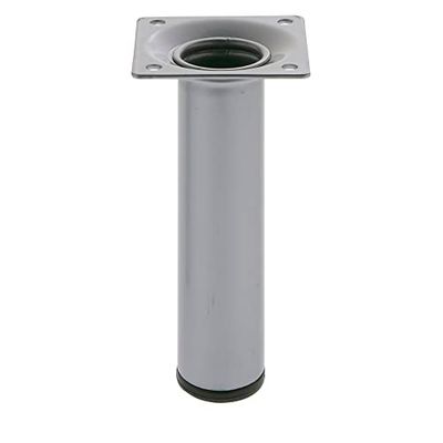 Amig - Pata Redonda para Mueble - Mod. 4 - Ø30 x 250 mm - con Tornillo de Regulación - Atornillable por 4 Puntos - Resiste hasta 15 Kg/Pata - Acero Plateado
