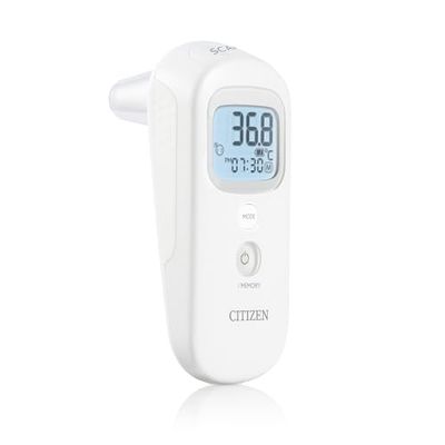 Citizen CTD711 Cyfrowy termometr do czoła i uszu dla dorosłych, dzieci i niemowląt. 4 tryby. Temperatura ucha, czoła i powierzchni. Bardzo szybki pomiar - tylko 1 sekunda biały