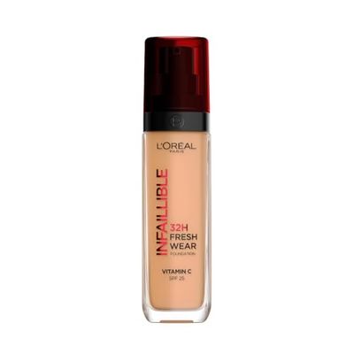 L'Oréal Paris, Base de maquillaje Líquida Infaillible 32h Fresh Wear, Para todo tipo de piel, Larga duración, Tono: Soleil Doré (260), 30 ml