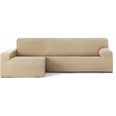 ECOMMERC3 | Funda Sofá Chaiselongue Brazo Largo Izquierda Bielástica Transpirable – Funda Sofá Chaiselongue Color Beige Ajuste Gomas y Espumas de Sujeción, Protección contra Desgaste