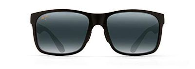 Maui Jim röda sandar polariserade rektangulära lässolglasögon för män och kvinnor, Matt svart/neutral grå, L