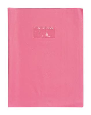 Calligraphe 72209C Un Protège-Cahier Grain Cuir Rose fuchsia - A4 21x29,7 cm - 22/100ème avec Porte-Étiquette - PVC Opaque