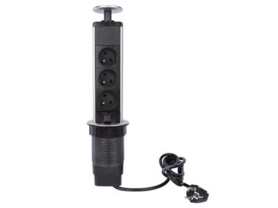 Perel ebp03l Tomada para 3 compartimentos rebatível de torre de proteção de contacto (sistema francês)