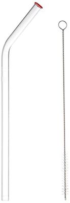 KOCH Paille en verre, courbée, rouge, avec pinceau, Lot de 5