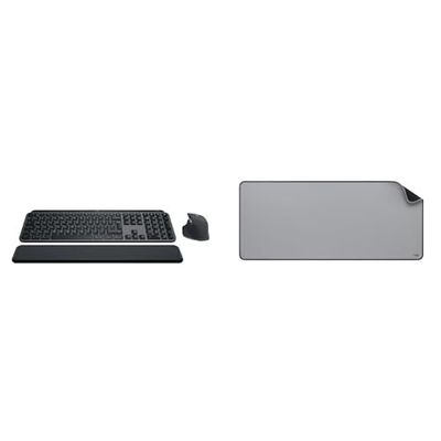 Logitech MX Keys S Combo - Performance draadloos toetsenbord en muis met polssteun, Windows/Linux/Chrome/Mac, US INT'L, Logitech Desk Mat - Studio Series, multifunctionele grote bureauonderlegger