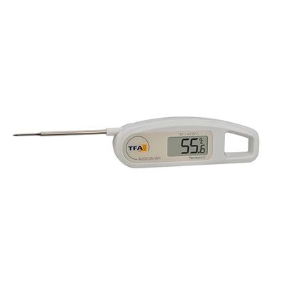 TFA Dostmann Thermo Jack thermomètre digital à piquer, 30.1047.02, idéal pour contrôler la température (viande, rôti, aliments pour bébés), polyvalent, lavable, blanc
