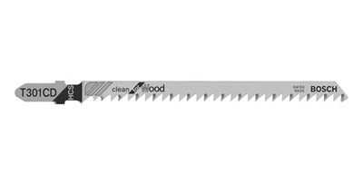 Bosch Accessories Professional 3 x Lames de scie sauteuse T 301 CD Clean for Wood (pour Bois tendre, matériaux épais, Accessoire Scie sauteuse), Grey, 10 - 65 mm