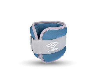 Umbro Gewichtsmanchetten, gewichten voor benen en armen, 2 stuks van 500 gram, verstelbaar met klittenbandsluiting, comfortabele pasvorm, grijs/blauw