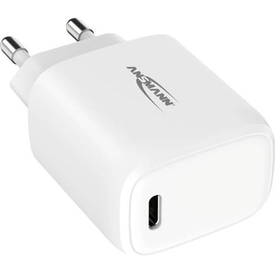 ANSMANN Caricabatterie per iPhone 20 W – Porta USB C con Power Delivery 3.0, compatibile con iPhone 12/12 Mini/12 Pro/12 Pro Max, Galaxy, Pixel 4/3, iPad Pro, AirPods Pro