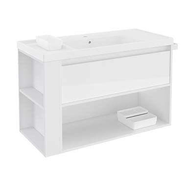 Bath+ - Mueble 1 cajón y 1 estante con lavabo de resina bsmart