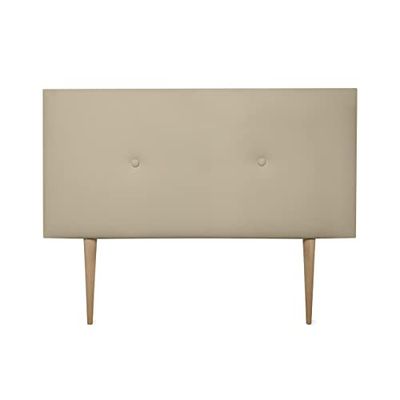 DUÉRMETE ONLINE Premium hoofdbord, model Milan, met poten, bekleding van hoogwaardig kunstleer, hout, beige, 130 x 60 cm (bed 120)