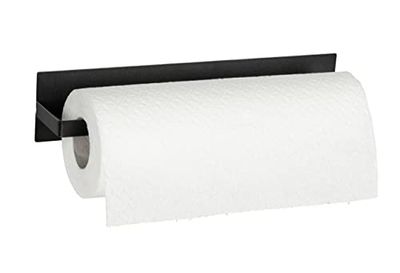 Wenko Ima Magnetic Kitchen Roll Holder Black No Drilling Required Powder-Coated Metal 30 x 6.5 x 6 cm (55013100)