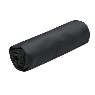 STOF - Drap Housse - Taille 90x190 cm Grand Bonnet 30 cm - Qualité Percale de Coton - 100% Coton certifié Oeko-Tex - Couleur Anthracite - Modèle Elysée - Linge de lit pour Maison - Doux Confortable