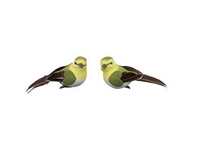 GLOREX 6 7101 071 - Ozdobne ptaszki, 2 sztuki w kolorze zielonym, żółtym i czarnym, ok. 9,5 x 3,5 cm, do dekoracji i na prezent.
