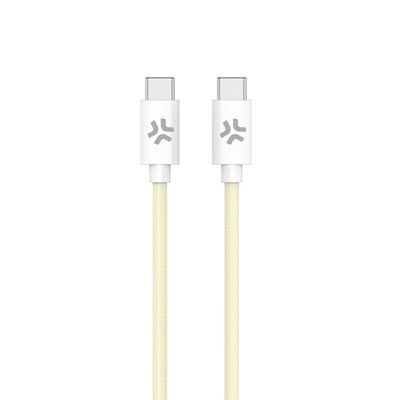 Celly, Cavo USB-C a USB-C, Realizzato in Tessuto Intrecciato di Colore Giallo, Ricarica Rapida fino a 60W, Compatibile con Caricabatterie e Altri Dispositivi, Lunghezza di 1,5 Metri